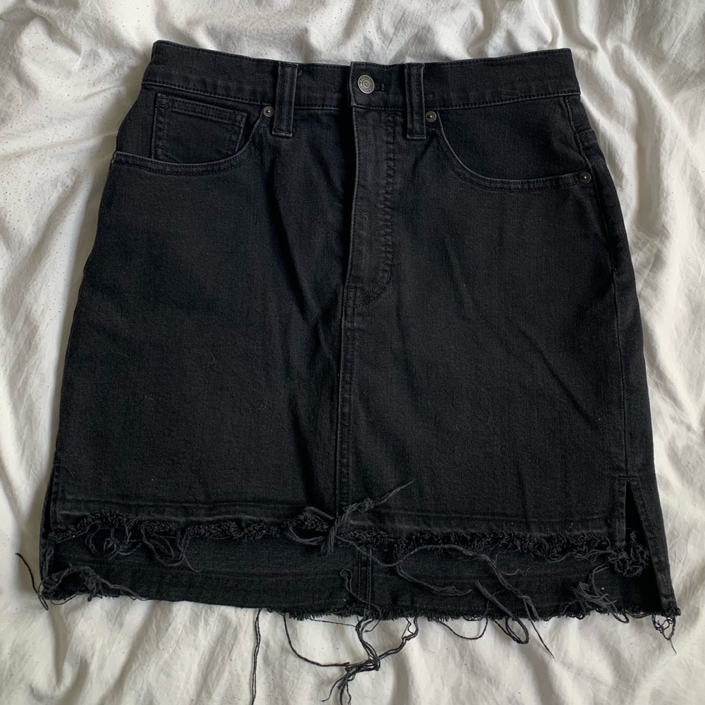 madewell black stretch denim mini skirt - size 27